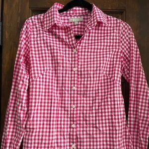 Banana Republic Non-Iron Fitted Pink & White Gingham Button Down Shirt - Size 6